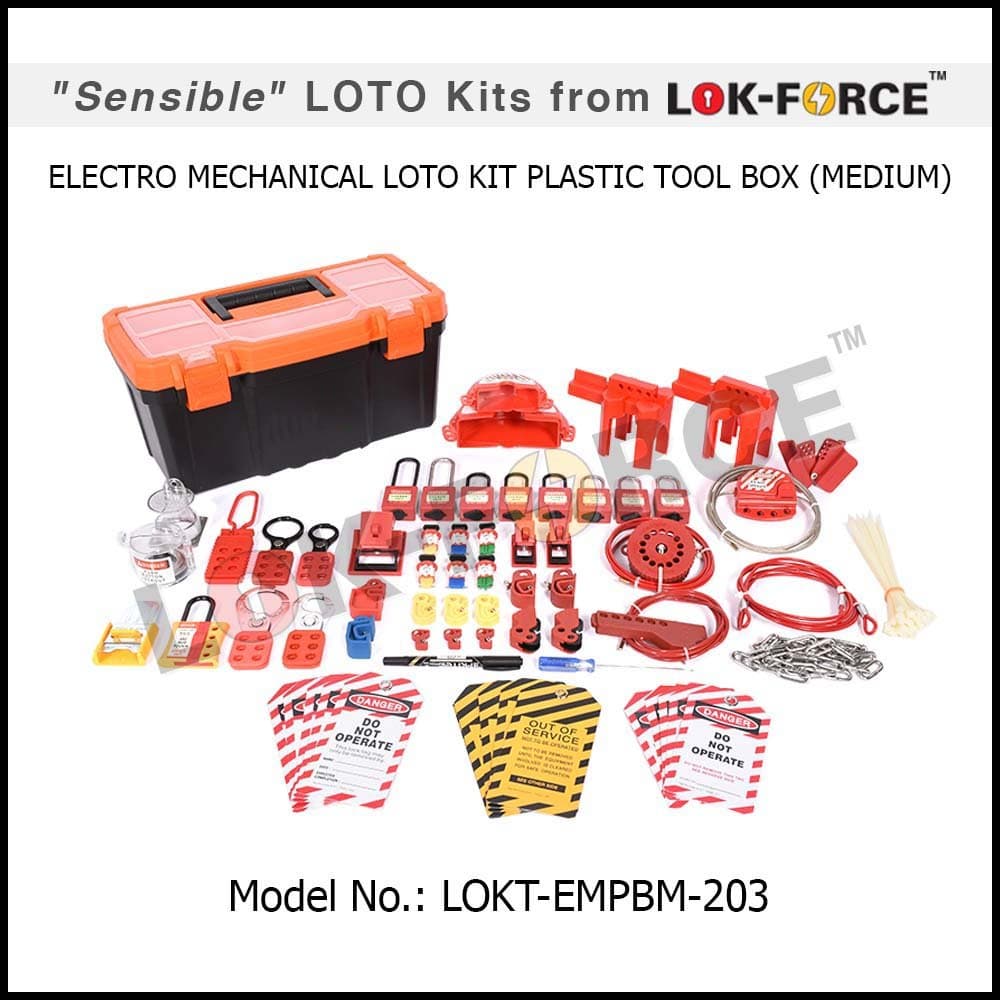 LOTO ELECTRO-MECHANICAL KIT PLASTIC TOOL BOX - MEDIUM