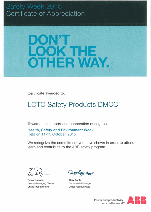 Appreciation for safety leadership
